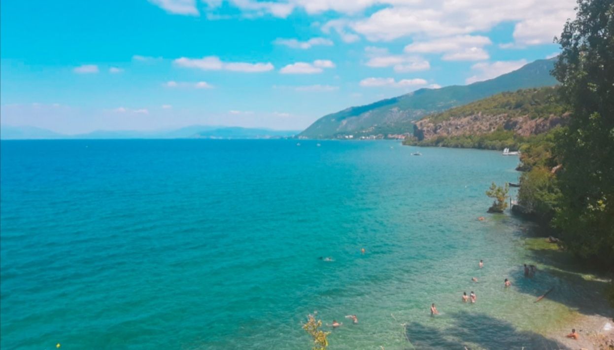 The Ohrid Lake viewed from above.